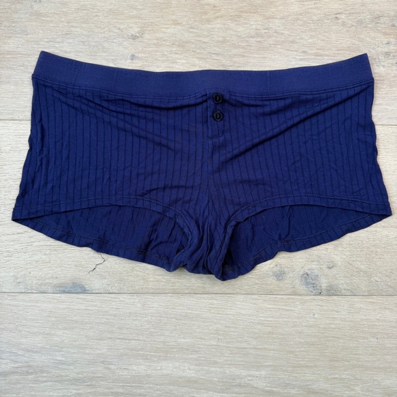 Splendid Dark Blue Ribbed Sleep Shorts - Picture 1 of 4